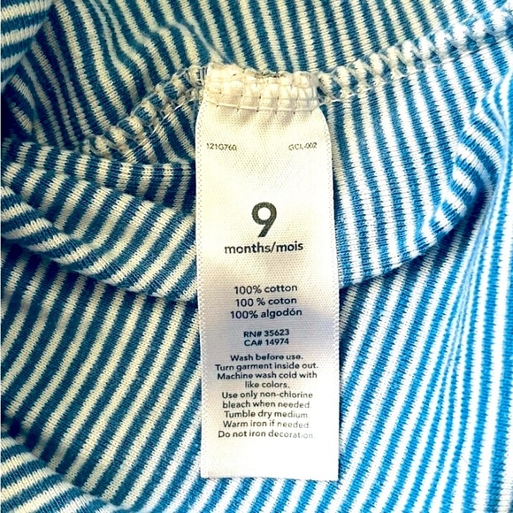 Carter’s casual one piece Boys 9 Months stripped white blue snaps cotton - Picture 9 of 9